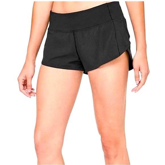 EUC Lululemon Black Speed Running Shorts - 6 - Picture 1 of 8